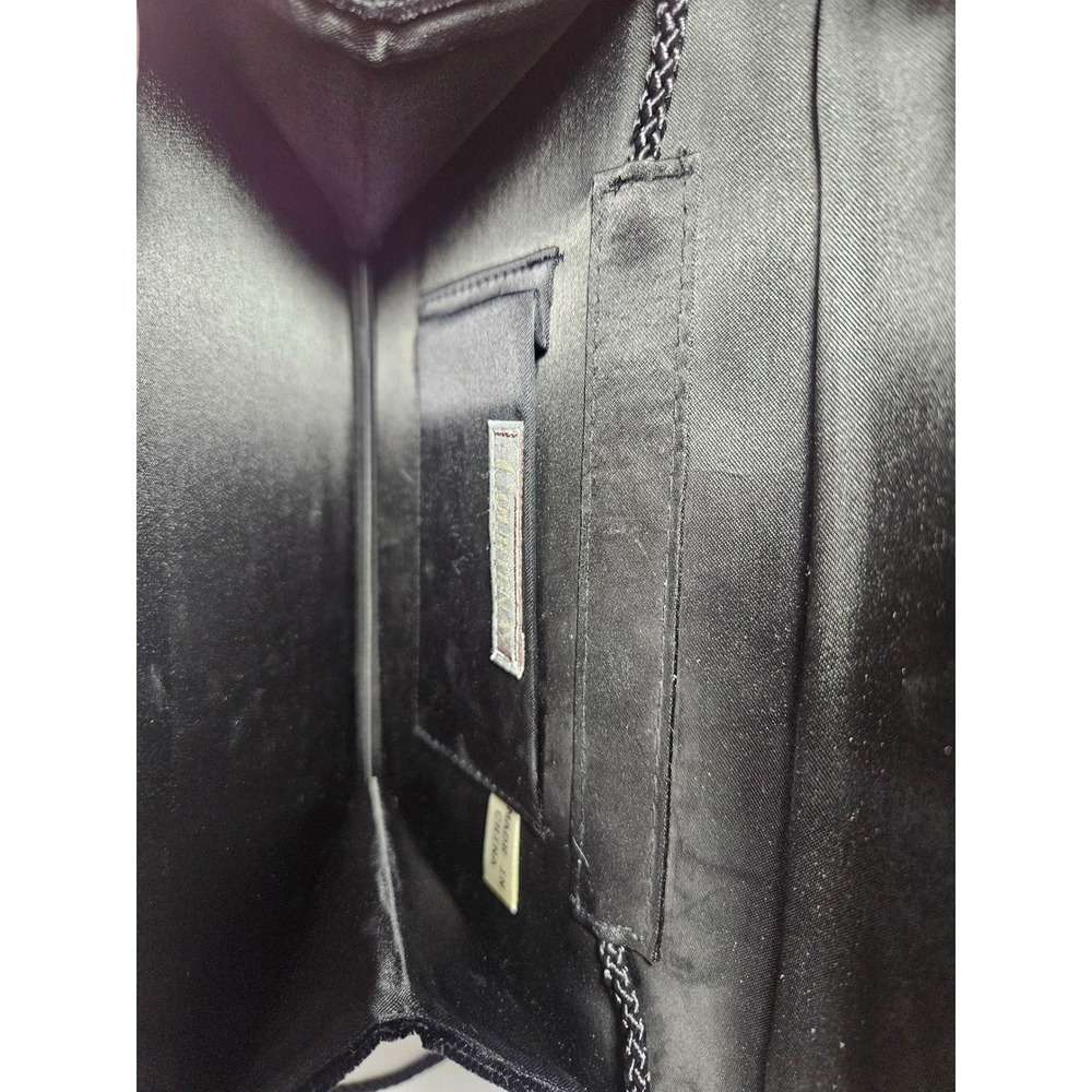 COURTENAY Vintage Black Velvet Quilted Stitched Gold Trim Evening Crossbody Bag - Picture 4 of 5